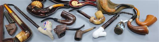 A group of 19th century Meerschaum and other pipes